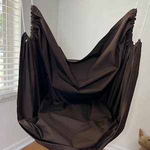 Hammock chair swing, Handmade Cocoa brown canvas porch or playroom, gaming chair swing, sensory hammock chair, reading nook swing