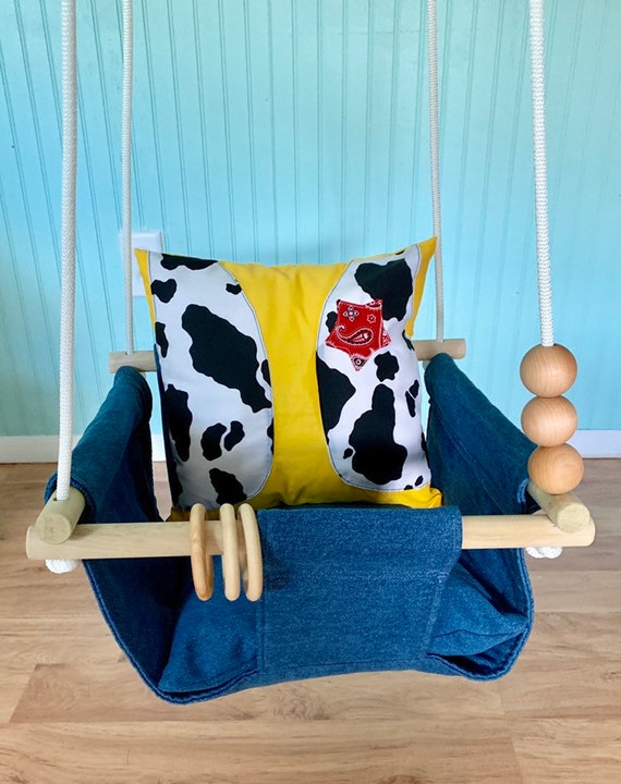 Baby Swing, Cowboy nursery playroom decor, 1st Birthday Gift, Baby Shower Gift, Mother's Day gift, Hammocks Swings Home Living