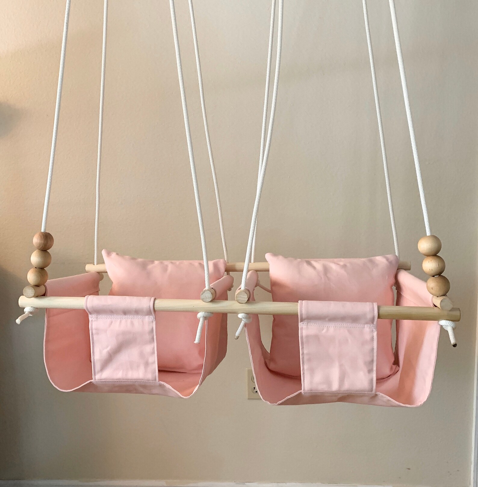 Pink Baby Swing Indoor Twin's Baby Canvas Playroom Swing Etsy