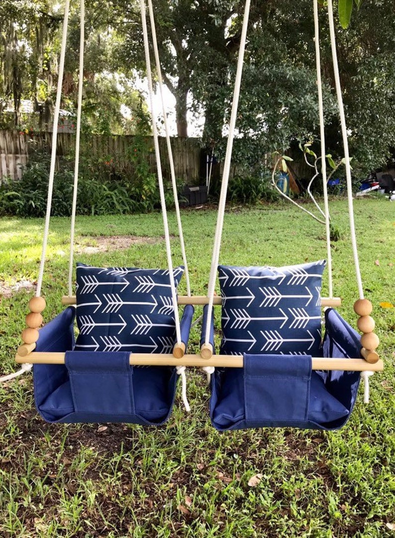 Twins Canvas Baby Swing Navy Canvas Swing