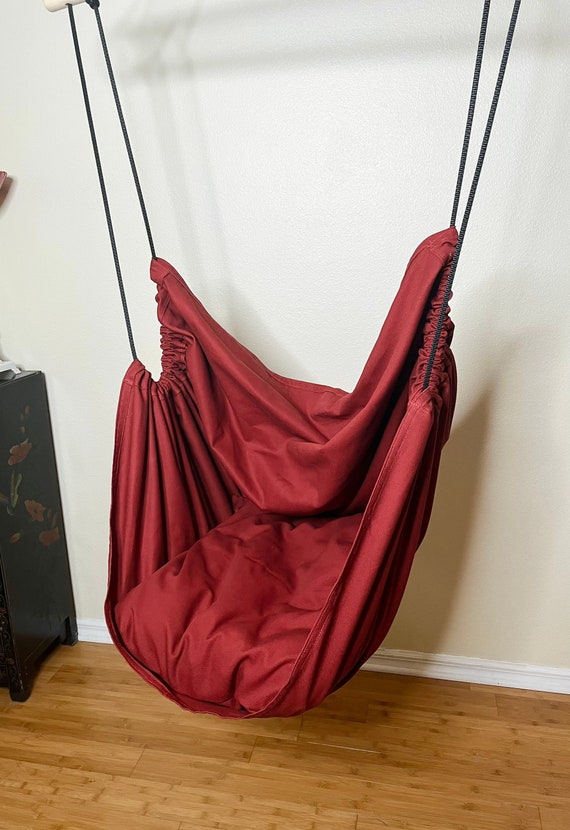 Hammock chair swing, Crimson Burgundy Canvas Porch swing, Sensory swing, Reading nook swing, Gaming chair, Home & Living gift, Housewarming