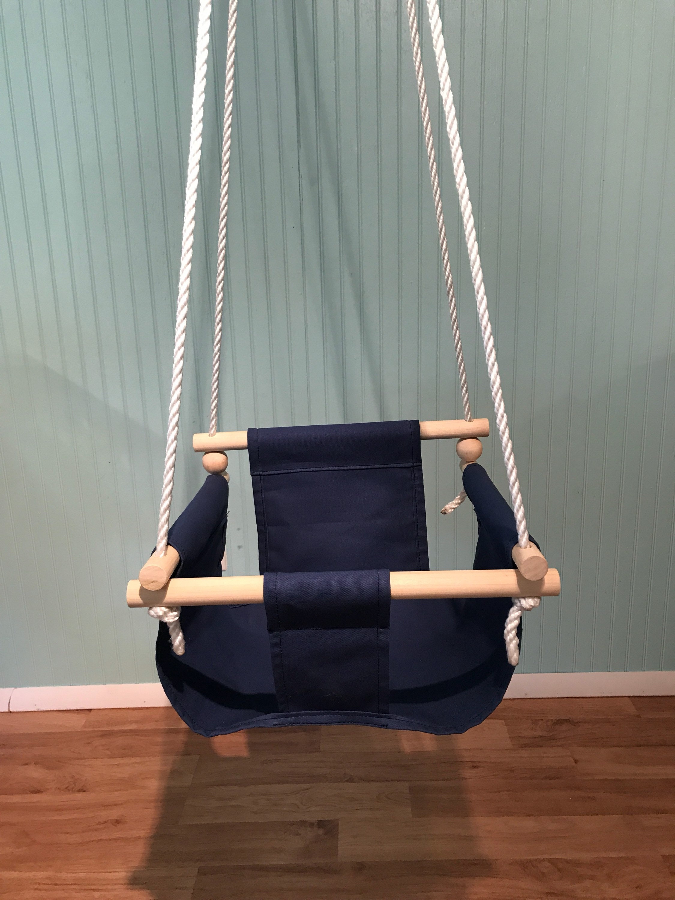 Navy Canvas Baby Swing Dinosaur Swing