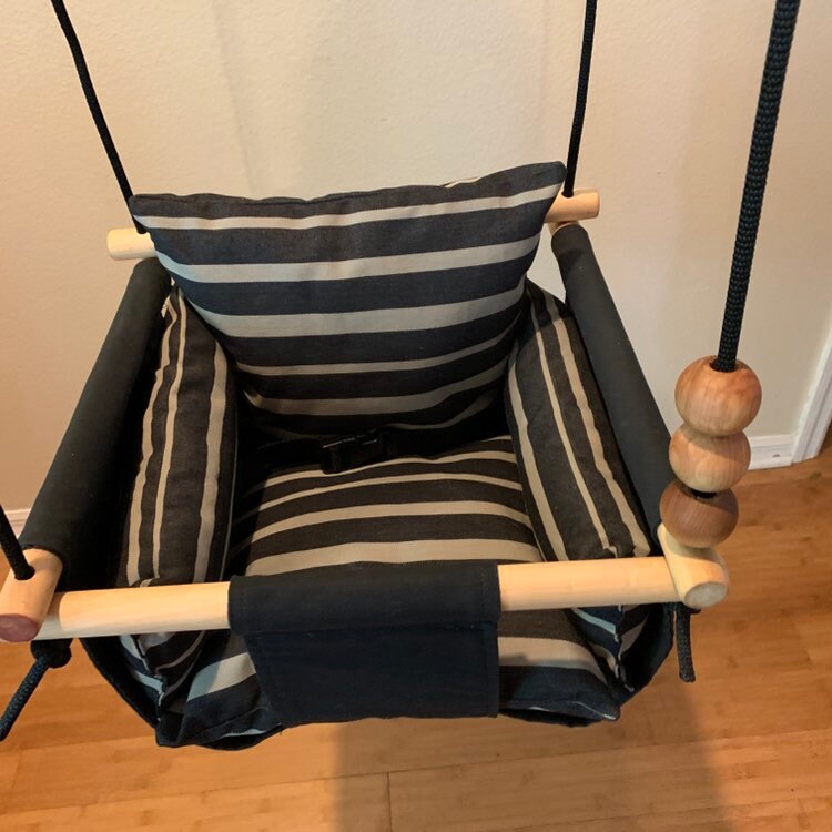 Canvas Baby Swing Toddler Swing Porch Swing Black And Gray