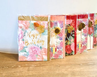 Happy birthday card with a floral background (Special packaging)