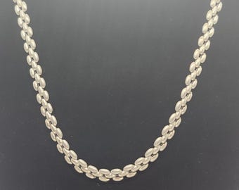 Estate IBB ITALY Sterling Silver 3 row Panther Link Necklace 17" long
