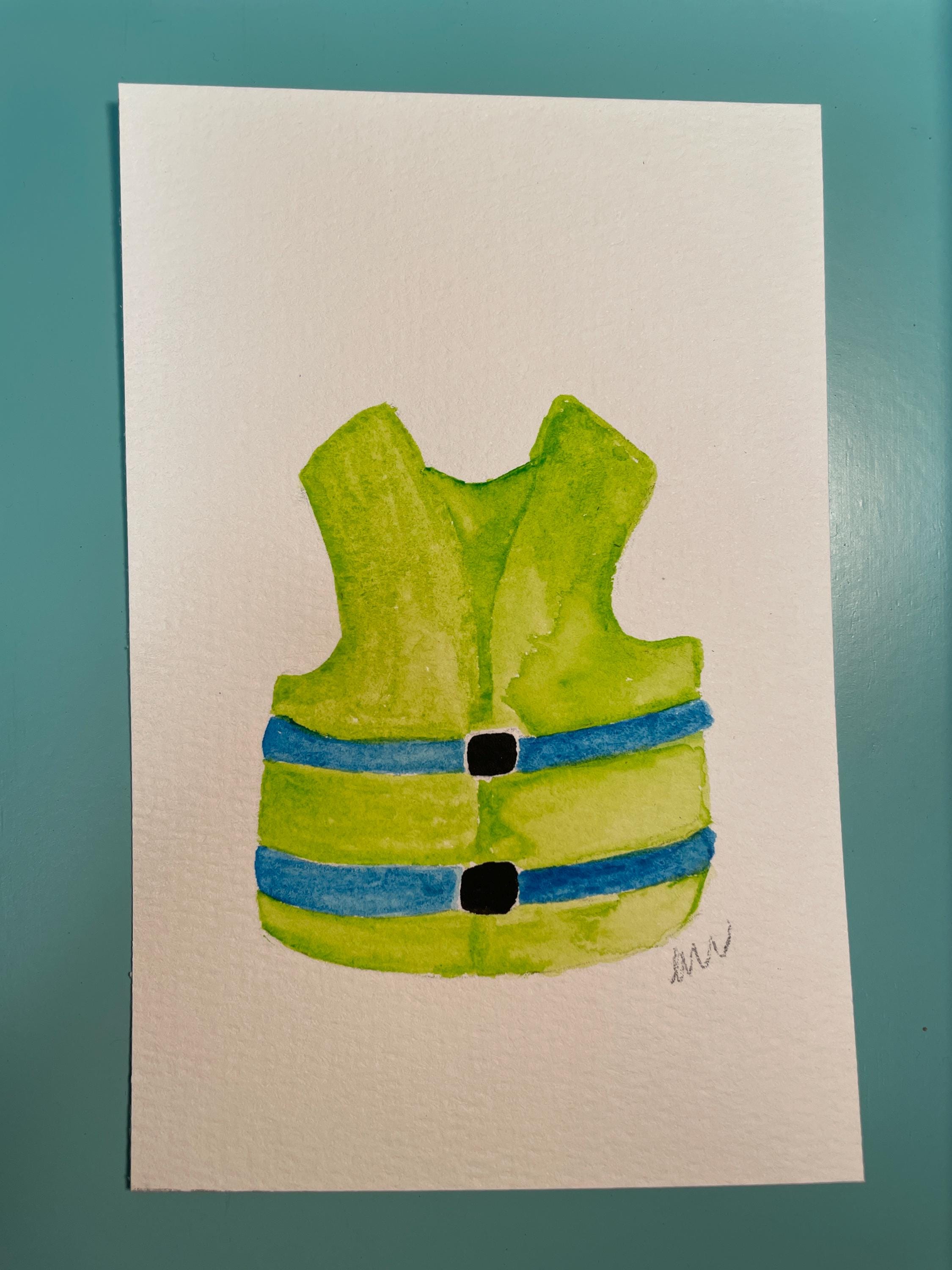 veste de ski verte vintage à imprimé aquarelle