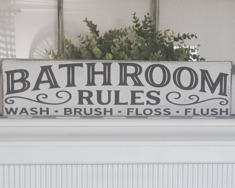 Bathroom Rules Wood Sign Bathroom Decor Farmhouse Decor Etsy