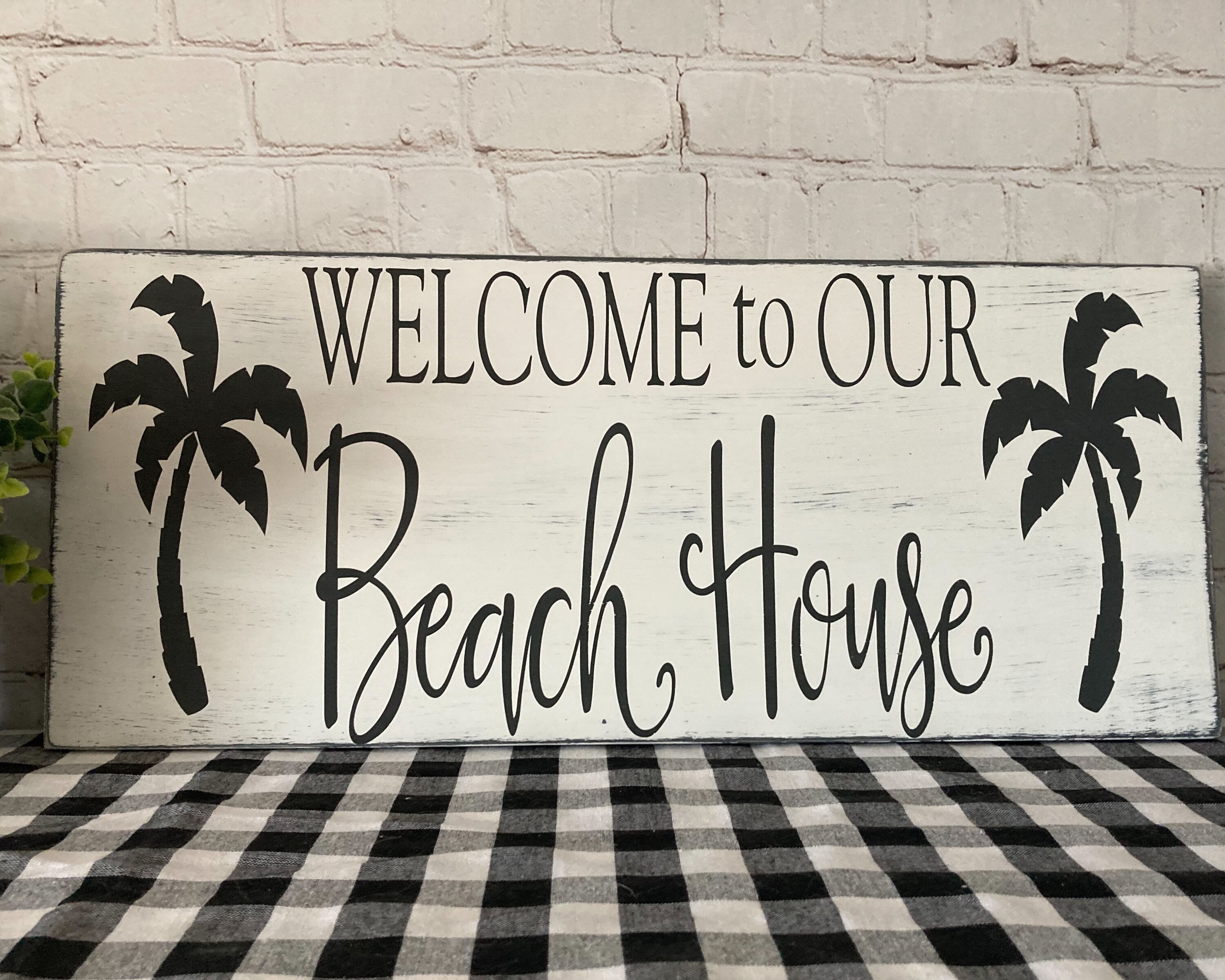 to our beach house wood sign beach house sign Etsy