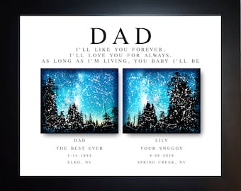Stars, Dad Birthday Gift, Fathers Day Present, Long Distance Missing Dad, Moving Going Away, Unique Gift, Dad From Daughter To Dad Christmas