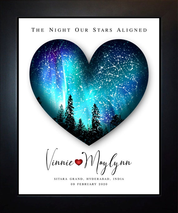 Real Star Art Wedding Gift Ideas Personalized Anniversary Etsy