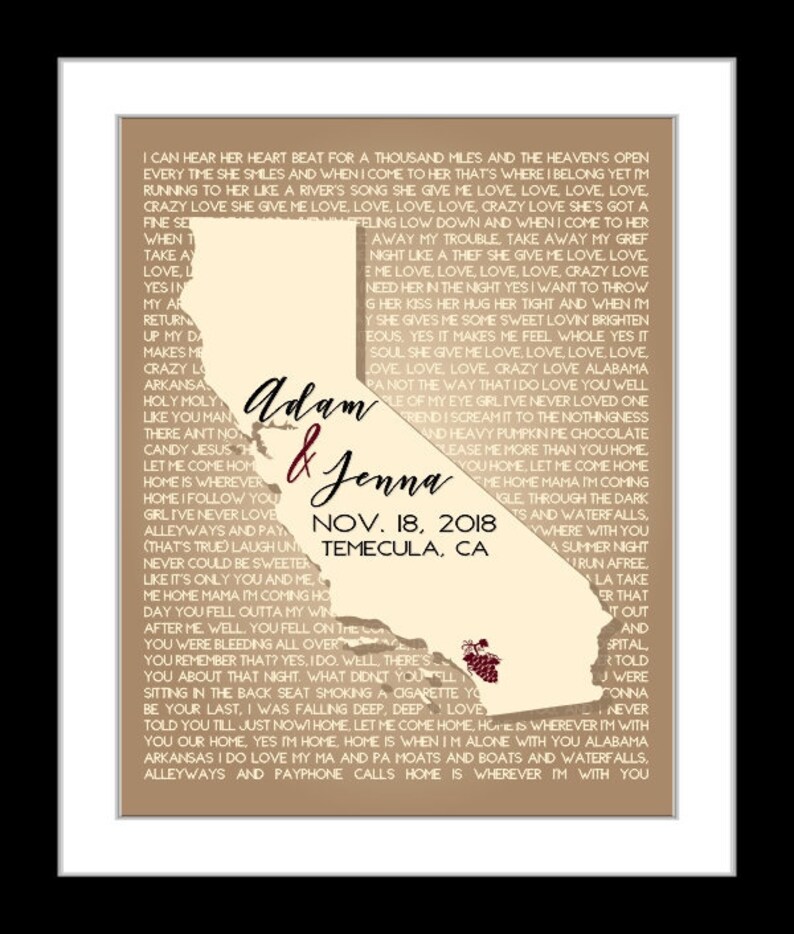 Any Destination Wedding Gift For Husband Wife Custom Song Etsy