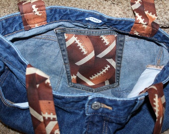 Football Denim Jean Bag