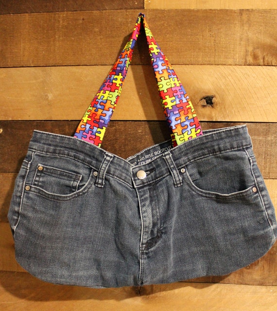 Puzzle Piece Denim Jean Bag - Etsy