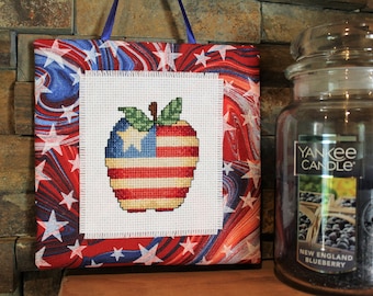 American Apple Cross Stitch Hanging