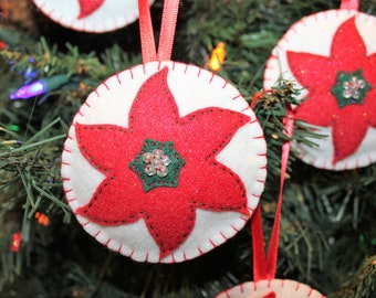Sparkling Felt Poinsettia Ornament