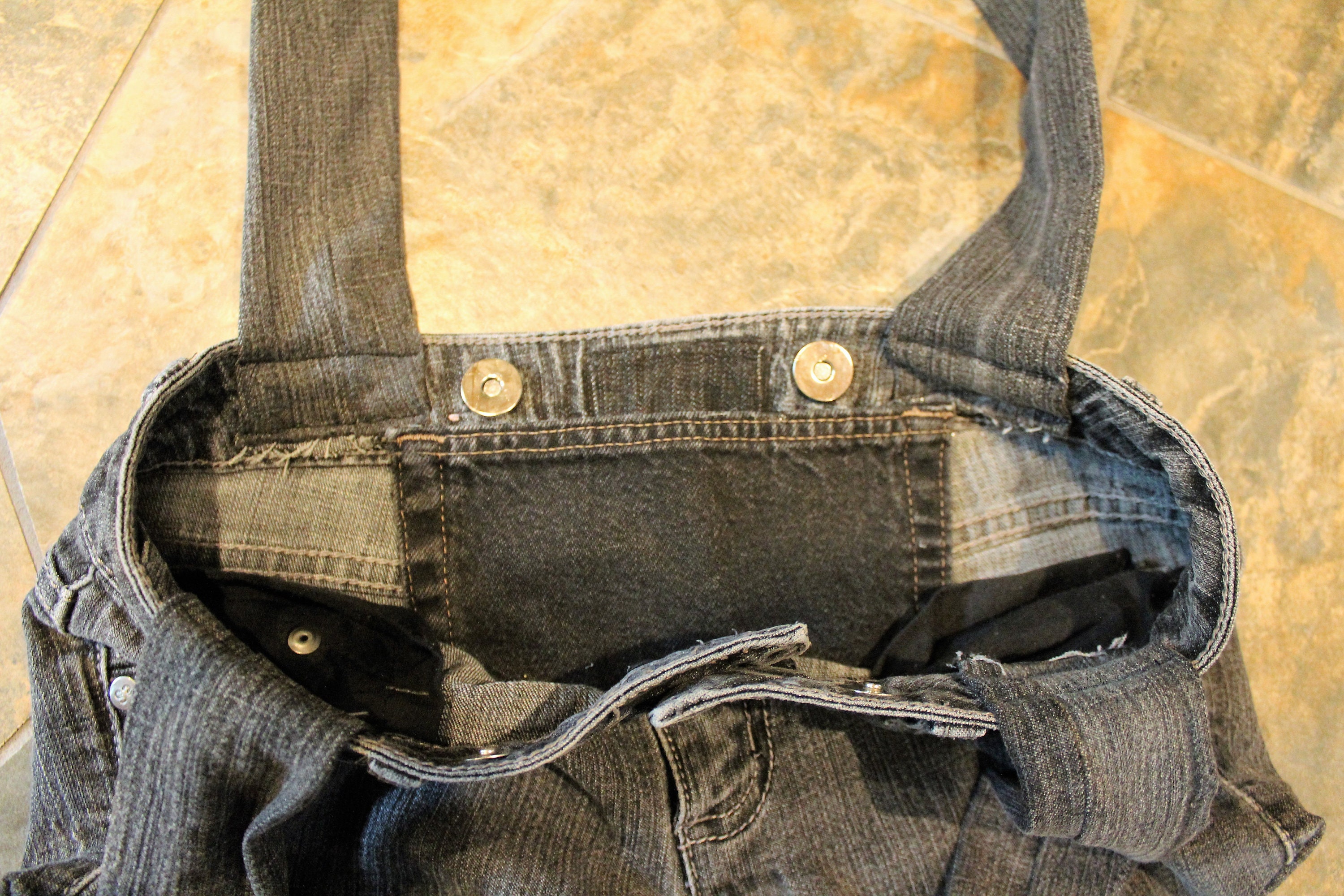 Black Denim Bag Etsy