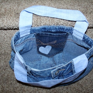 Purple and Blue Denim Heart Handbag Purse