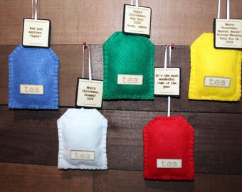 Customized Christmas Felt Tea Bag Set with Handsewn Box