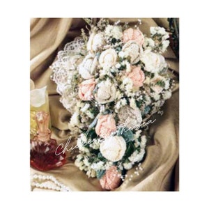 Crochet Wedding Bouquet Pattern Braut Rose Blumen Boho Heirloom Bouquet PDF Instant Digital Download Crochet Cotton Roses