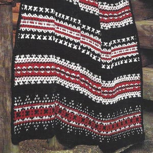 Vintage Crochet Pattern Rustic Country Christmas Afghan PDF Instant Digital Download Fair Isle Striped Throw Blanket Holiday Home Decor
