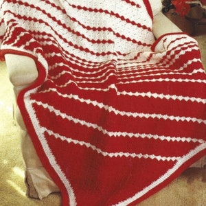 Vintage Christmas Crochet Pattern Candy Cane Afghan PDF Instant Digital Download Classic Red and White Holiday Throw Blanket Home Decor