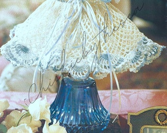 Vintage haakpatroon Victoriaanse ruches boudoir lampenkap hoes pdf Instant digitale download Lacy Hurricane lampenkap leeslamp leeslamp