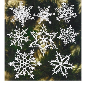 Vintage Crochet Snowflake Ornaments Pattern, 16 Designs (PDF Download)