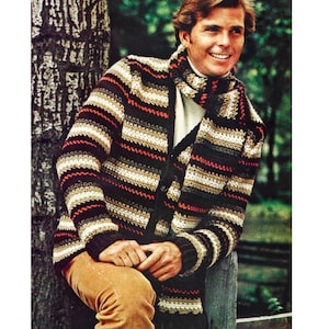 Striped Cardigan Mens Etsy