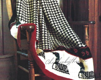 Vintage Strickmuster Ente Motiv Afghan PDF Sofortiger digitaler Download Hahnentritt Design Loon Decke See Wohnkultur