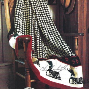 Vintage Knitting Pattern Duck Motif Afghan PDF Instant Digital Download Houndstooth Design Loon Throw Blanket Lake Home Decor