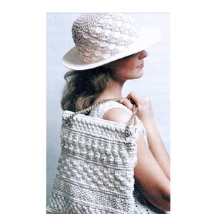 Vintage Crochet Pattern Beautiful Knit Handbag and Matching Crocheted Hat Cover Set PDF Instant Digital Download Tote Purse Beach Bag