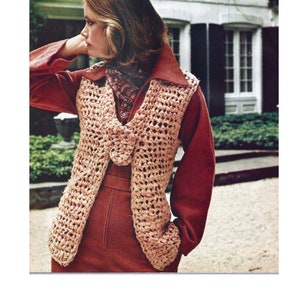 Vintage Crochet Pattern French Waistcoat Vest PDF Instant Digital Download Crocheted Sleeveless Open Front Muslin Fabric Cardigan Vest