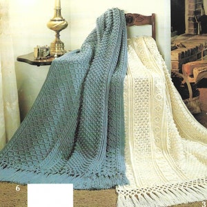 Vintage Crochet Pattern Aran Fisherman Afghan Set of 2 PDF Instant Digital Download Fair Isle Throw Blanket Home Decor