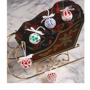 Vintage Crochet Pattern Mini Christmas Ball Covers 1 3/8&quot; PDF Instant Digital Download Petite Lacy Holiday Ornament 5 Designs Tree Decor