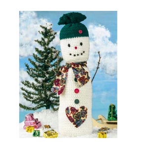 Vintage Christmas Crochet Pattern Smiling Snowman 19" Tall PDF Instant Digital Download Plush Folk Art Snowperson Holiday Home Decor
