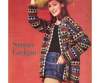 Vintage Knitting Pattern Oversized Cardigan Sweater Southwestern Autumn Fall Jacket PDF Instant Digital Download