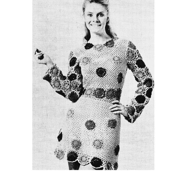 Vintage Crochet Pattern Lacy Mini Skirt Mesh Dress PDF Instant Digital Download Bikini Swimsuit Cover Up Beach Dress