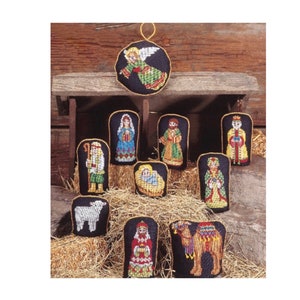 Vintage Cross Stitch Pattern Christmas Nativity Scene Baby Jesus Manger Mary Joseph Animals PDF Instant Digital Download Holiday Decor