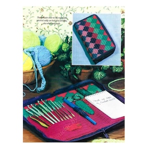 Vintage Crochet Hook Case Pattern Holds 24 Crochet Hooks PDF Instant Digital Download Crochet Caddy Organizer Bag Zip Closed Scissors Holder