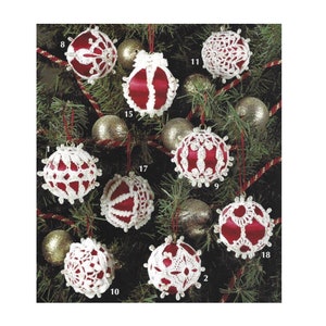 Vintage Crochet Pattern Pearl Drop Christmas Ball Covers PDF Instant Digital Download Victorian Holiday Home Decor Ornaments 12 Designs