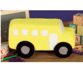 Patrón de crochet vintage para autobús escolar, almohada de juguete para niños, regalo para profesores, PDF, descarga digital instantánea, idea de regalo de Navidad, 28 cm de largo
