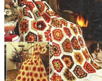 Flower Granny Square Blanket Crochet Pattern Granny Afghan Quilt