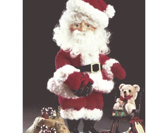 Vintage Christmas Crochet Pattern Santa Claus Doll 14" Tall PDF Instant Digital Download Music Box Holiday Decor Leaflet