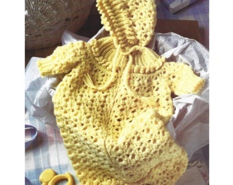 Vintage Crochet Pattern Hooded Sleep Sack for Baby PDF Instant Digital Download Swaddle Blanket Sleeping Bag Nightgown Baby Shower Gift