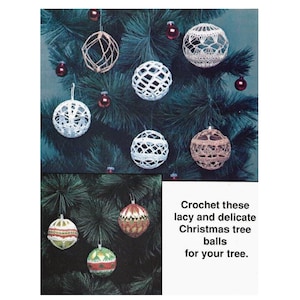 Vintage Crochet Christmas Ball Covers Pattern Retro Lacy Christmas Balls Holiday Ornament Covers PDF Instant Digital Download 9 Designs