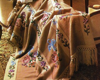 Vintage Floral Tapestry Afghan Crochet Pattern (PDF Download)