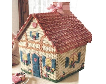 Crochet Cottage House Pattern, Vintage Holiday Decor (PDF Pattern)