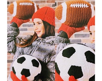 Vintage Amigurumi Crochet Pattern Plush Football & Soccer Ball School Team Pillow Toys PDF Instant Digital Download College Dorm Home Decor