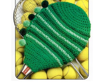 Crochet Tennis Racket Cover Pattern, 1980s Pom Pom Design (PDF Download)