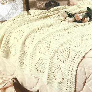 Vintage Crochet Pattern Lacy Ivory Pineapple Afghan PDF Instant Digital Download Heirloom Throw Blanket Coverlet Minimalist Home Decor